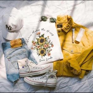 Save land white graphic T-shirt